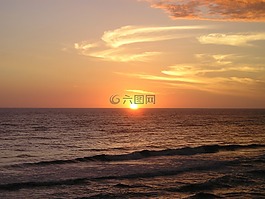新西兰,日落,海