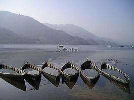 尼泊爾,船,湖