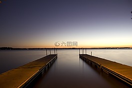 湖,景觀,碼頭