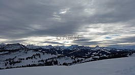 山,雪,全景