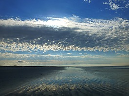 海灘,云,太陽