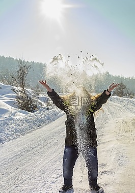 雪,冬天,女孩