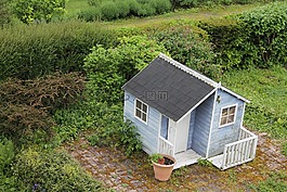 花園的小屋,春天,視圖