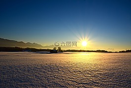 冬天,雪,山