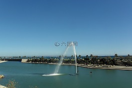 噴泉,公園,海