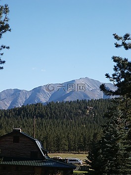 山,天空,谷倉