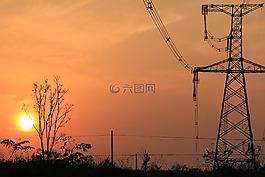 夕阳,铁塔,风景