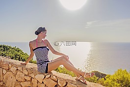 夏季,陽光,年輕女子