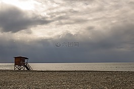 救生員,塔,海灘
