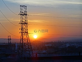 日落,電力,太陽