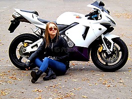 女孩,摩托車,皮夾克