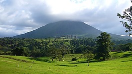 火山,叢林,云