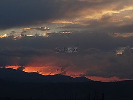 日落,橙色,天空