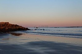 海洋,日落,海灘