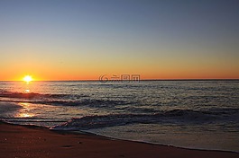 海灘,日出,黎明