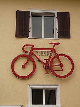 輪,自行車,紅色