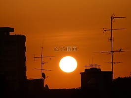 日落,太陽,紅色