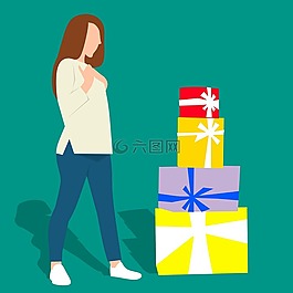 感到驚訝,禮品,站在
