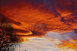 天空,紅色,山