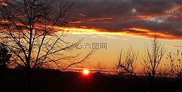 日落,落山的太陽(yáng),多彩的日落