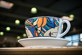 杯,咖啡,熱奶咖啡