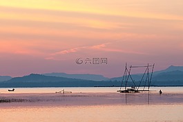 景觀,日落,美麗的天空