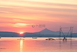 景觀,日落,美麗的天空