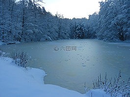 冬天,湖,冰