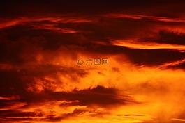 日落,天空,云