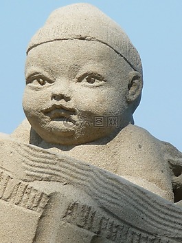 沙雕,嬰兒,面對