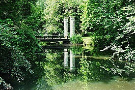 池,公園,橋