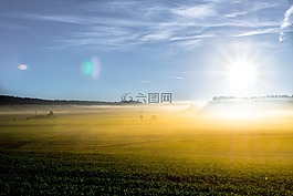 日出,herbstnebel,天空