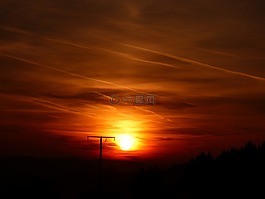 日落,落山的太陽(yáng),晚上