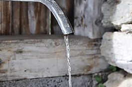 噴泉,水,木