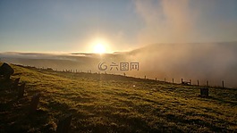 日出,薄霧,霧