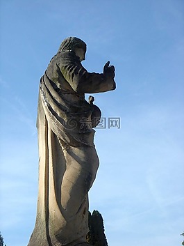 雕像,石,悲