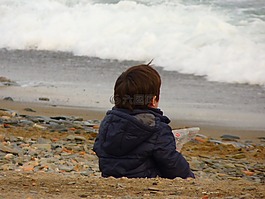孩子,海,海滩