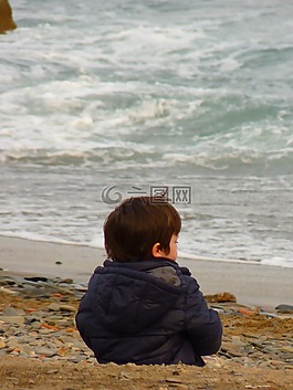 孩子,海,海滩