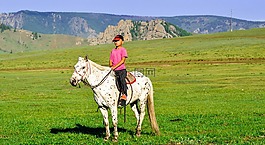 馬,孩子,男孩