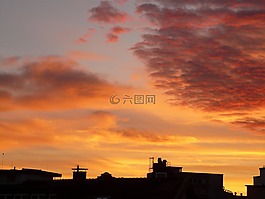 日落,天空,云