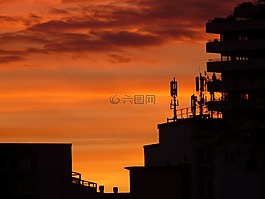 日落,天空,云