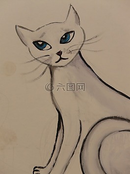 貓,繪圖,圖像