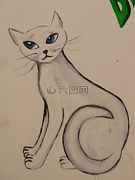 貓,繪圖,圖像