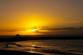 日落,海灘,特內(nèi)里費島