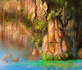 巖,水,叢林
