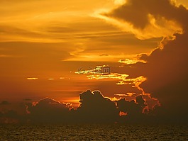 日落,落日的天空,晚上光線