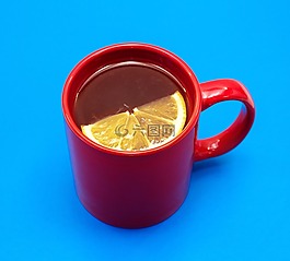 茶,檸檬,紅色杯子