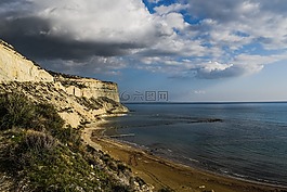 海滩,悬崖,海