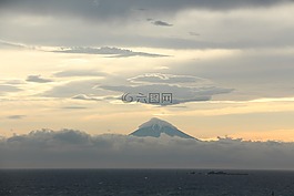 富士山,云,海