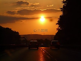 日落,太陽,云